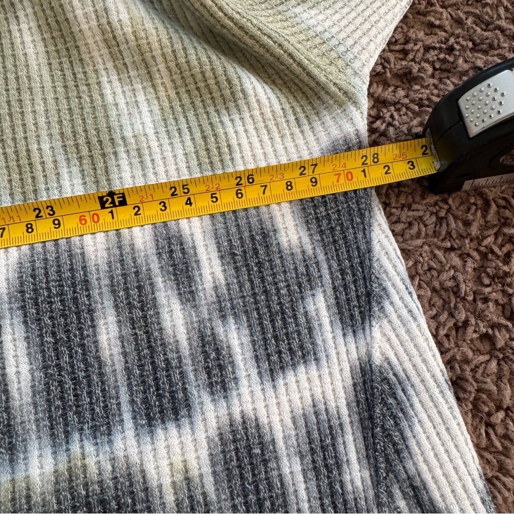 We The Free People Tyed Down Tee Oversized Shirt Waffle Knit Green Tie Dye M - Picture 11 of 11